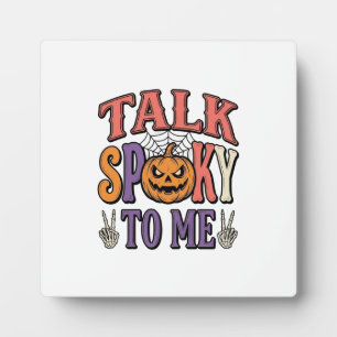 Sprich Gruselig Mit Mir Vintage Halloween-Shirt-De Fotoplatte