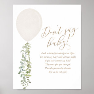 Sprich kein Baby während der Ballon Babydusche Poster