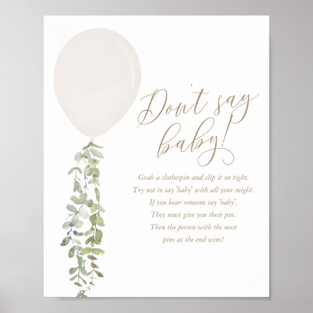 Sprich kein Baby während der Ballon Babydusche Poster (Vorne)