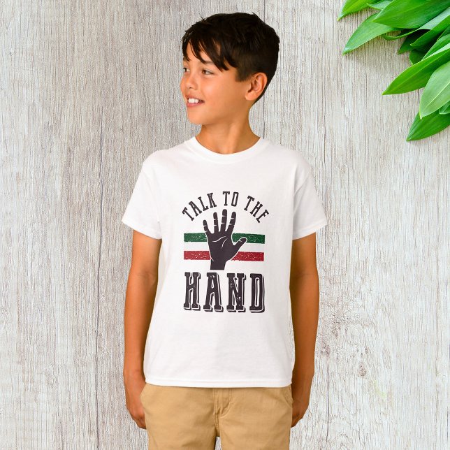 Sprich mit dem Hand Distressed Hand Spaß T-Shirt (Von Creator hochgeladen)