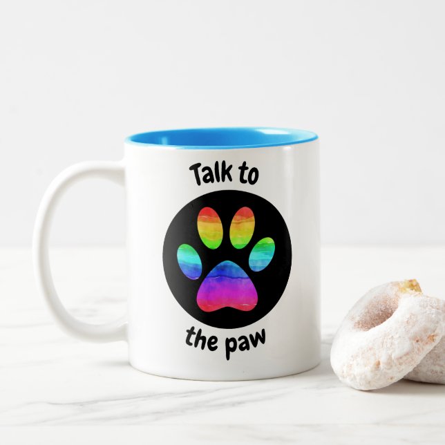 Sprich mit der Pfote Zweifarbige Tasse (Mit Donut)
