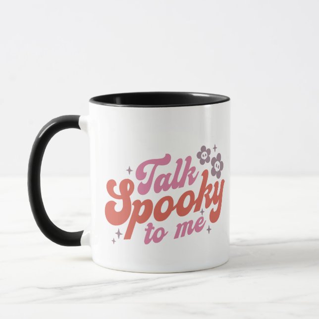 Sprich mit mir über weißes Halloween Tasse (Links)
