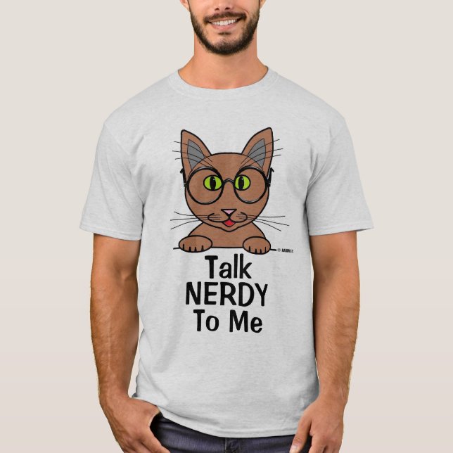 Sprich NERDY mit mir Augenbrille Cat Funny Pun T S T-Shirt (Vorderseite)