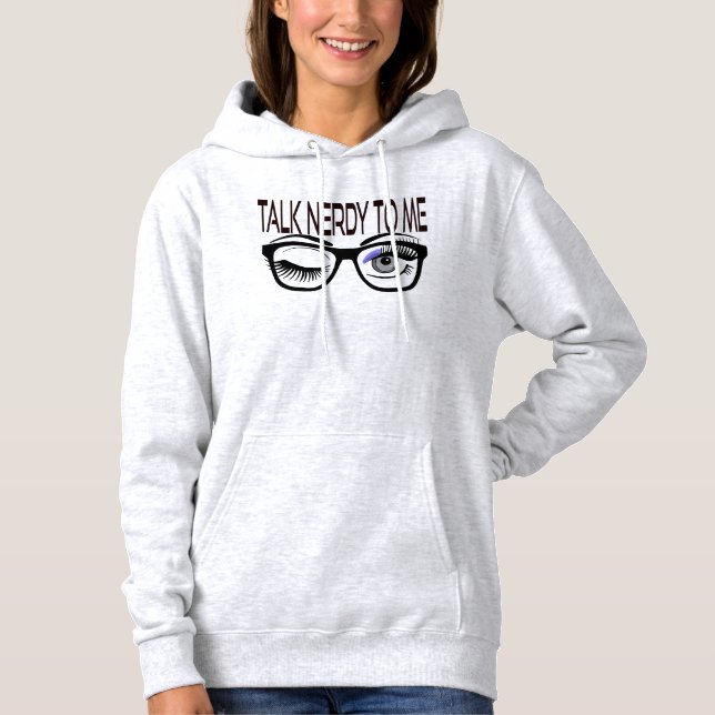 Sprich Nerdy mit mir Geek Glasses Winking Eye Hoodie (Vorderseite)