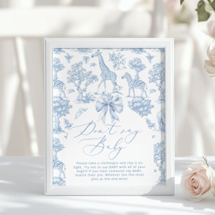 Sprich nicht Baby Toile de Jouy Baby Showspiel Poster