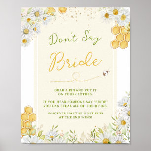 Sprich nicht Bride Bumblebee Honey Bee Bridal Game Poster