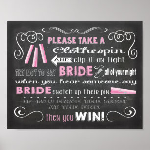 Sprich nicht Bride Calkboard Wäschespin Poster