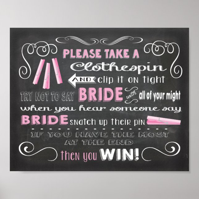 Sprich nicht Bride Calkboard Wäschespin Poster (Vorne)
