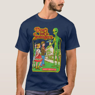 Sprich nicht mit Fremden Alien UFO Retro Lustig Er T-Shirt