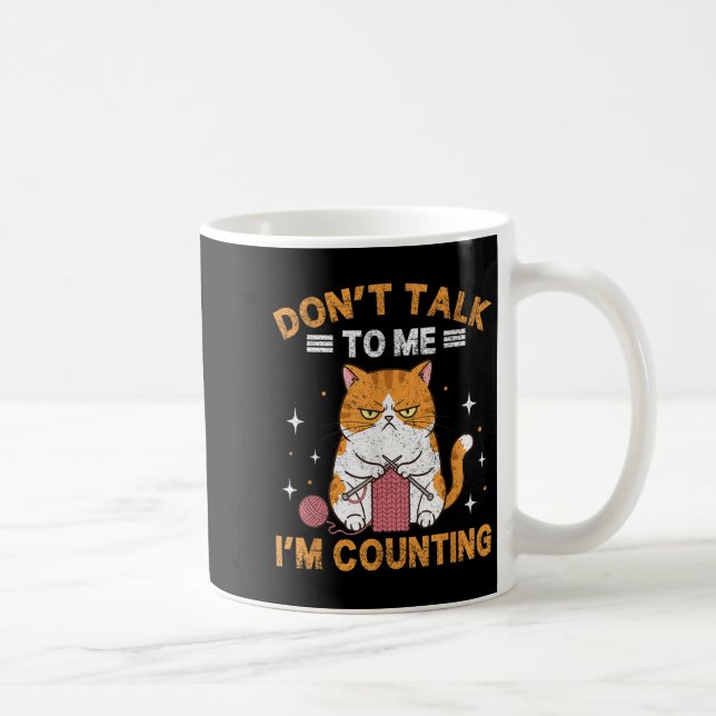 Sprich nicht mit mir, ich zähle lustige Katzenfisc Kaffeetasse (Rechts)