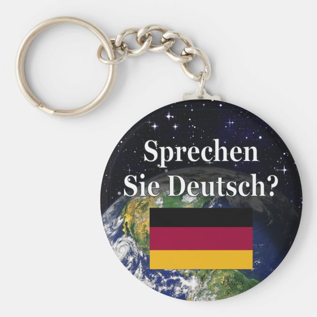 Sprichst du Deutsch? Auf Deutsch. Flag & Erde Schlüsselanhänger (Vorne)