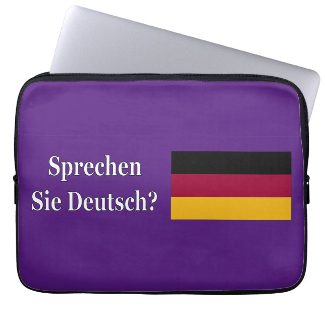 Sprichst du Deutsch? Auf Deutsch. Flaggenwanne Laptopschutzhülle (Vorderseite)