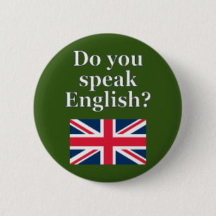 "Sprichst du Englisch?" auf Englisch. Flag Button