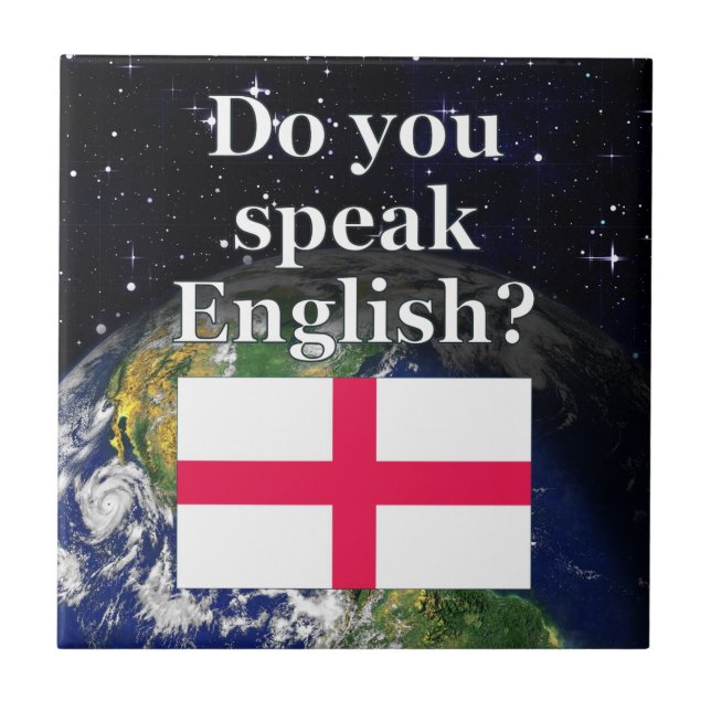 Sprichst du Englisch? Auf Englisch. Flag & Erde Fliese (Vorderseite)