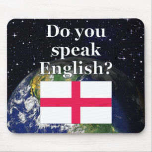 Sprichst du Englisch? Auf Englisch. Flag & Erde Mousepad