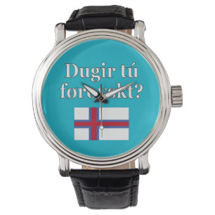 Sprichst du Färöisch? Auf Färöisch. Flag Armbanduhr