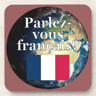 Sprichst du Französisch? Auf Französisch. Flag & E Getränkeuntersetzer
