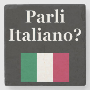 Sprichst du Italienisch? Auf Italienisch. Flag Steinuntersetzer