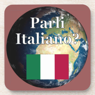 Sprichst du Italienisch? Italienisch. Flag & Erde Getränkeuntersetzer