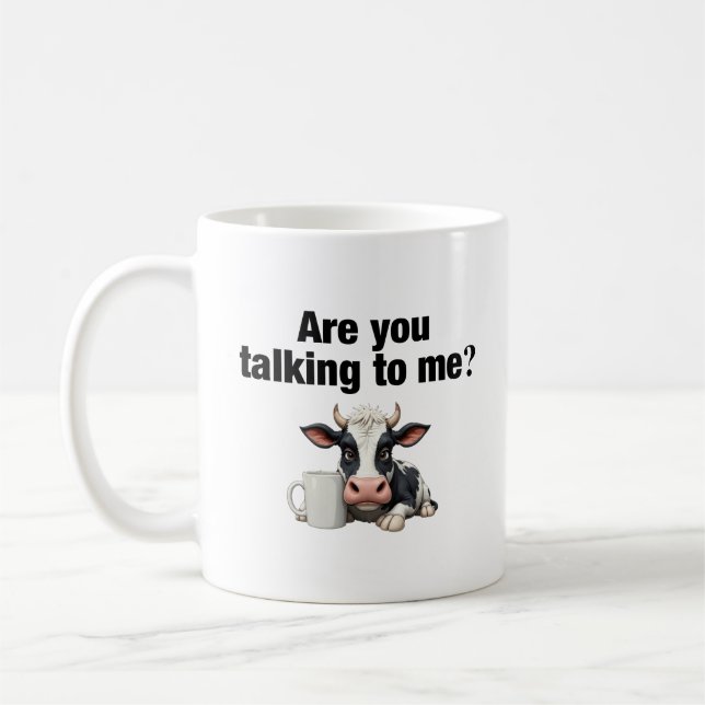 Sprichst du mit mir? Funny Cow Kaffeetasse (Links)