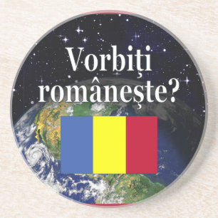 Sprichst du Rumänisch? Auf Rumänisch. Flag & Erde Getränkeuntersetzer