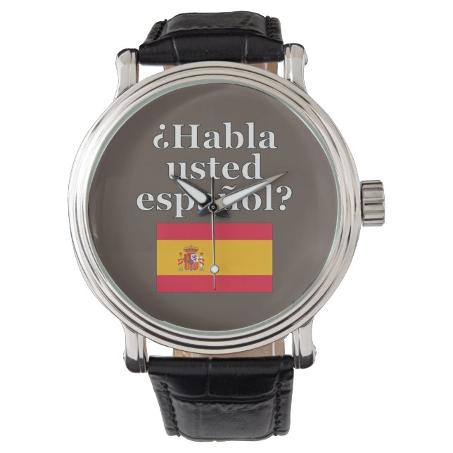 Sprichst du Spanisch? Auf Spanisch. Flag Armbanduhr (Vorderseite)