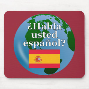 Sprichst du Spanisch? Auf Spanisch. Flagge & Globu Mousepad