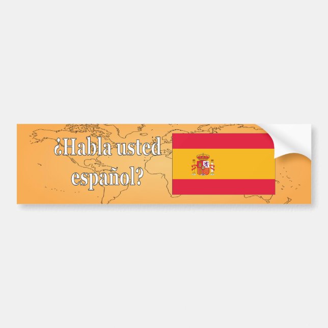 Sprichst du Spanisch? Auf Spanisch. Flaggenwanne Autoaufkleber (Vorne)
