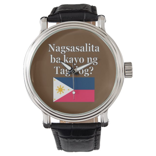 Sprichst du Tagalog? In Tagalog. Flag Armbanduhr (Vorderseite)