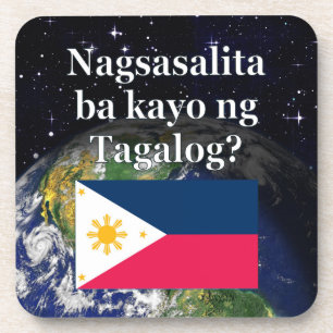 Sprichst du Tagalog? In Tagalog. Flag & Erde Getränkeuntersetzer
