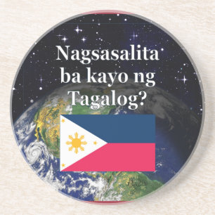 Sprichst du Tagalog? In Tagalog. Flag & Erde Getränkeuntersetzer