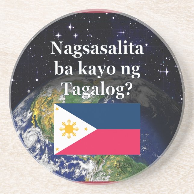 Sprichst du Tagalog? In Tagalog. Flag & Erde Getränkeuntersetzer (Vorne)