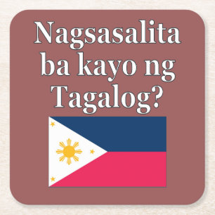 Sprichst du Tagalog? In Tagalog. Flag Rechteckiger Pappuntersetzer