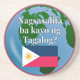 Sprichst du Tagalog? In Tagalog. Flagge & Globus Getränkeuntersetzer
