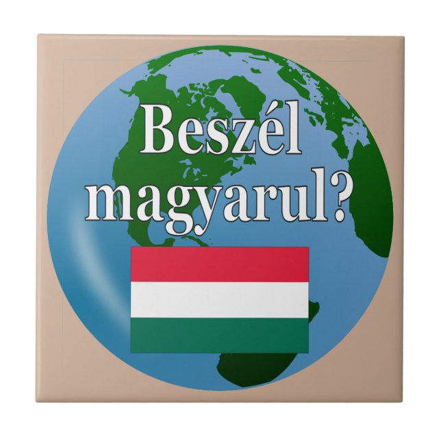 Sprichst du Ungarisch? Auf Ungarisch. Flagge & Glo Fliese (Vorderseite)