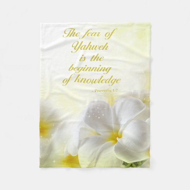 Sprichwort-1:7 Bibel-Vers | mit Blumen Fleecedecke (Vorderseite)