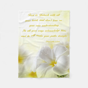 Sprichwort-3:5 - 6 Bibel-Vers mit Blumen Fleecedecke