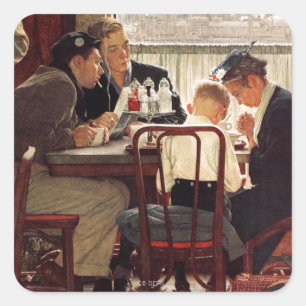 Sprichwort-Anmut durch Norman Rockwell Quadratischer Aufkleber