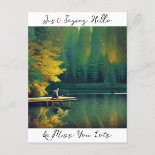 Sprichwort Hallo und Miss You Love Postkarte