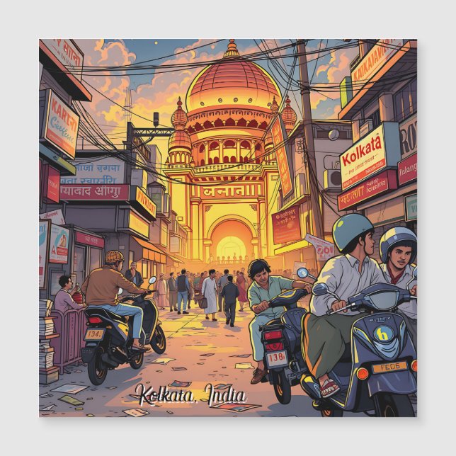 Sprichwort Hello aus Indien | Kolkata Magnetkarte (Vorderseite)