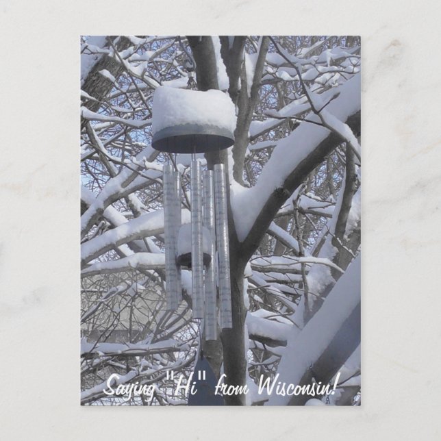 Sprichwort Hi von Wisconsin Snowy Chimes Postkarte (Vorderseite)