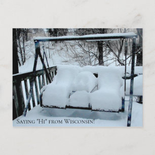 Sprichwort Hi von Wisconsin Snowy Day Postkarte
