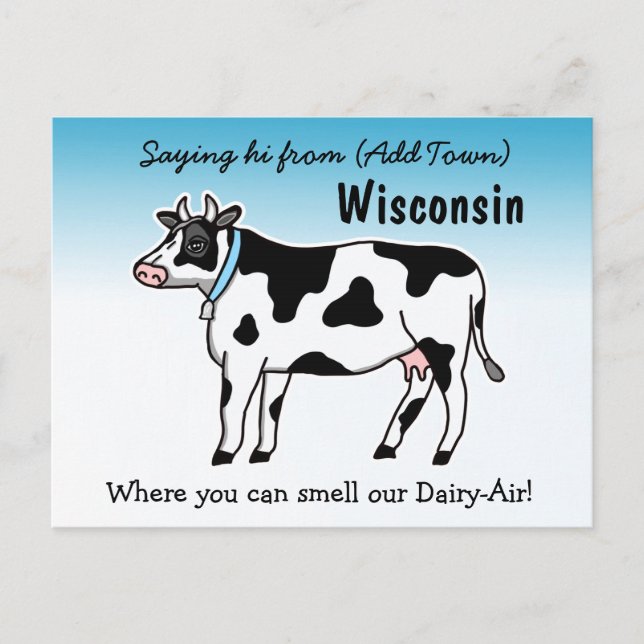 Sprichwort hi Wisconsin, wo Sie unsere Milch riech Postkarte (Vorderseite)