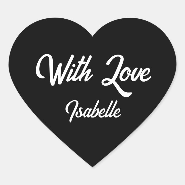 Sprichwort "mit Liebe" Herz-Aufkleber (Vorderseite)