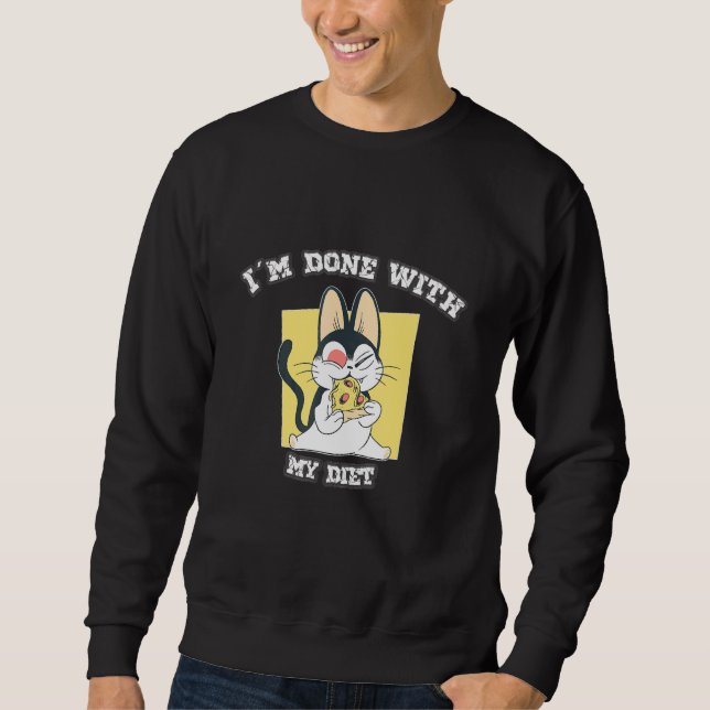 Sprichwort mit meiner Diät Süßkarton mit Pizza gem Sweatshirt (Vorderseite)
