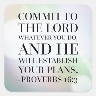 Sprichwörter 16:3 Bibelangebot Quadratischer Aufkleber