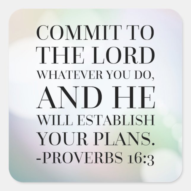 Sprichwörter 16:3 Bibelangebot Quadratischer Aufkleber (Vorderseite)