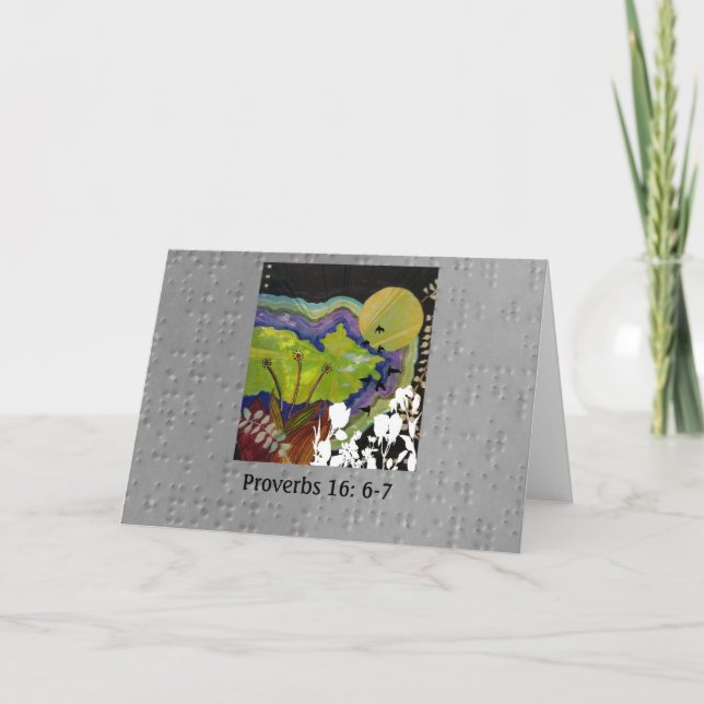 Sprichwörter 16: 6-7 illustriert in Braille Karte (Vorderseite)