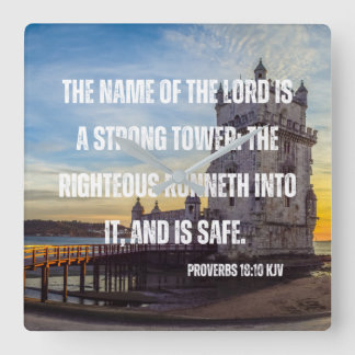 Sprichwörter 18:10 Uhr "Bible Verse Square Wall Cl