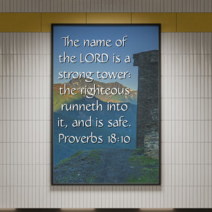 Sprichwörter 18 Strong Tower2 KJV Bible Verse Poster